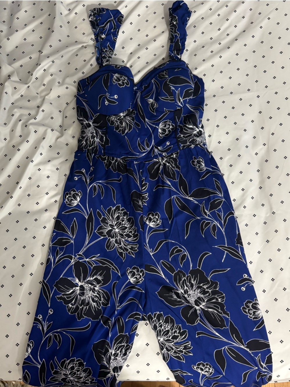 Blue Floral V-Neck Jumpsuit